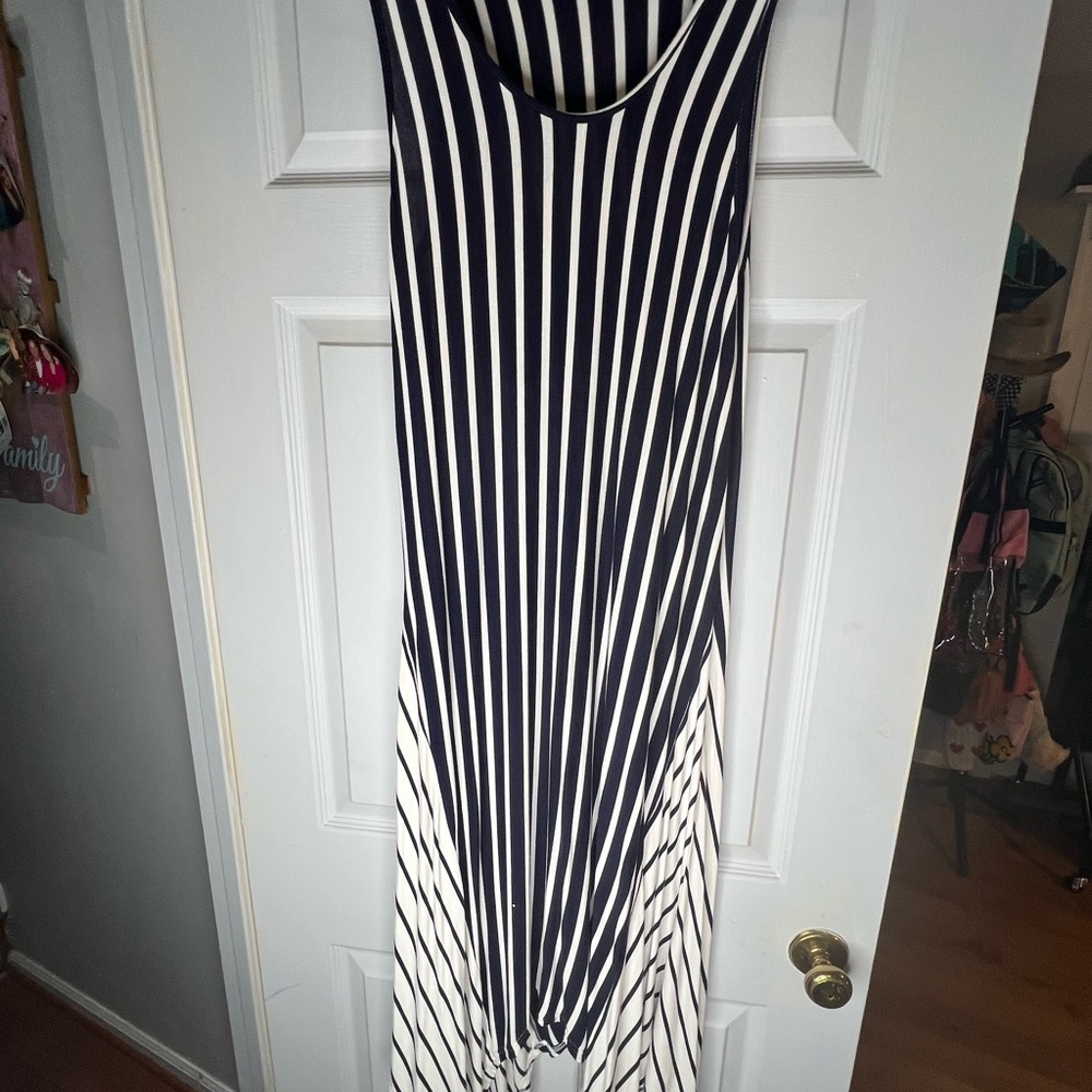 Love Ryan Striped Navy and White Maxi Dress